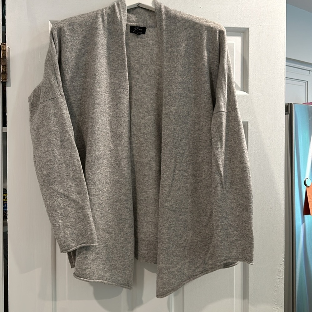 J. Crew 100% Cashmere Cardigan Sweater small grey